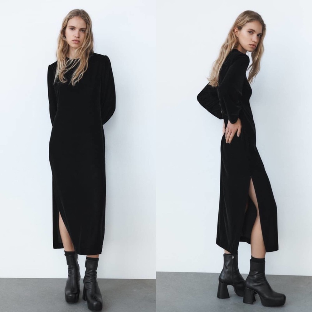 ZARA DRAPED VELVET DRESS